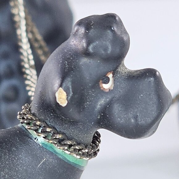 Vintage Early Goebel Pre Hummel Black Poodle Family Figurines Chain Leash Set - Picture 4 of 11